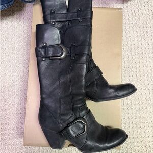 Born Black Heeled Leather Boots-size 9